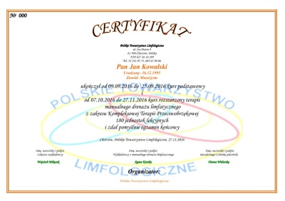 Certyfikat w j. polskim
