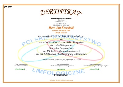 Certyfikat w j. niemieckim